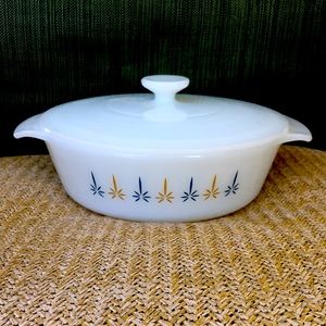 Vintage fire, king milk, glass casserole dish